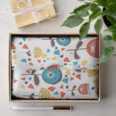 Mid Century Modern kleurrijk bloemmotief Tissuepapier (Geschenk)