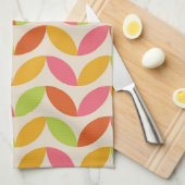 Mid Century Modern kleurrijke bladeren patroon Theedoek (Quarter Fold)