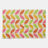 Mid Century Modern kleurrijke bladeren patroon Theedoek (Horizontaal)