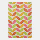 Mid Century Modern kleurrijke bladeren patroon Theedoek (Verticaal)