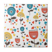 Mid Century Modern kleurrijke bloem naadloos Tegeltje (Voorkant)