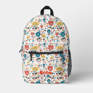 Mid Century Modern Kleurrijke Bloemen Custom Name Bedrukte Rugzak