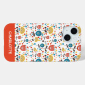 Mid Century Modern Kleurrijke Bloemen Custom Name Case-Mate iPhone Case (Achterkant (horizontaal))