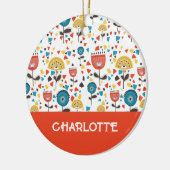 Mid Century Modern Kleurrijke Bloemen Custom Name Keramisch Ornament (Links)