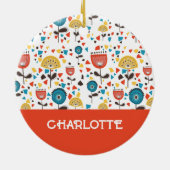 Mid Century Modern Kleurrijke Bloemen Custom Name Keramisch Ornament (Achterkant)