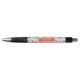 Mid Century Modern Kleurrijke Bloemen Custom Name Pen