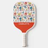 Mid Century Modern Kleurrijke Bloemen Custom Name Pickleball Paddle (Voorkant)