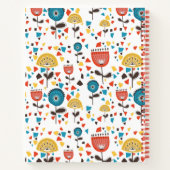 Mid Century Modern Kleurrijke Bloemen Patroon Albu Notitieboek (Achterkant)
