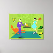 Mid Century Modern Koppel Custom Stretched Canvas Afdruk (Voorkant)