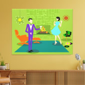 Mid Century Modern Koppel Custom Stretched Canvas Afdruk (Insitu (Woonkamer))