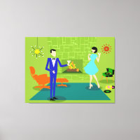 Mid Century Modern Koppel Uitgerekt Canvas Print