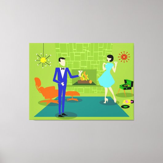 Mid Century Modern Koppel Uitgerekt Canvas Print (Voorkant)