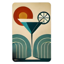 Mid Century Modern Kunst Berg Zonsondergang Martin Magneet
