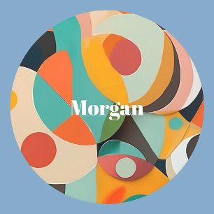 Mid Century Modern Kunst Monogram of Naam, Geometr Ronde Kartonnen Onderzetter