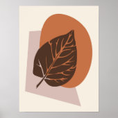 Mid-Century Modern Leaf Silhouette Brown en Beige Poster (Voorkant)