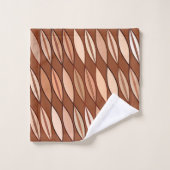 Mid Century Modern Leaves, Cocoa Brown en Beige Bad Handdoek (Wasdoekje)
