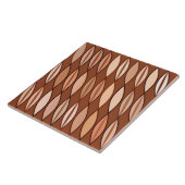 Mid Century Modern Leaves, Cocoa Brown en Beige Tegeltje (Zijkant)