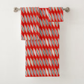 Mid Century Modern Leaves, Donker Rood en Grijs Bad Handdoek (Insitu)