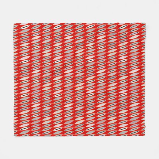 Mid Century Modern Leaves, Donker Rood en Grijs Fleece Deken (Voorkant (Horizontaal))