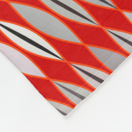 Mid Century Modern Leaves, Donker Rood en Grijs Fleece Deken