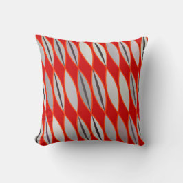 Mid Century Modern Leaves, Donker Rood en Grijs Kussen
