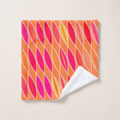 Mid Century Modern Leaves, Fuchsia Pink en Oranje Bad Handdoek (Wasdoekje)