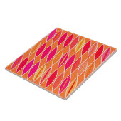 Mid Century Modern Leaves, Fuchsia Pink en Oranje Tegeltje (Zijkant)