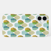 Mid Century Modern Leaves in Green and Gold iPhone Hoesje (Achterkant horizontaal)