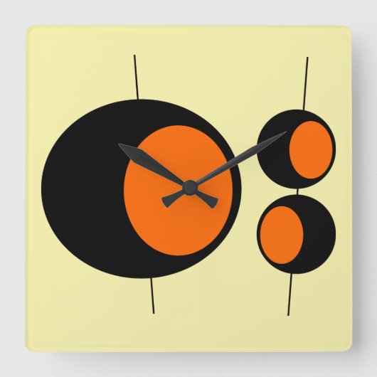 Mid-Century Modern LEMON STARBURST KITCHEN-klok Vierkante Klok (Voorkant)