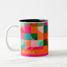 Mid Century Modern Levendig Geometrisch Patroon Na