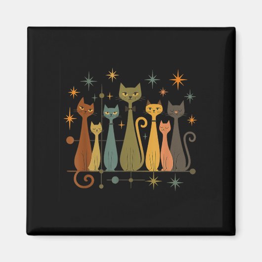 Mid-century Modern Look Atomic Age 50s 60s Cat Shi Magneet (Voorkant)