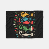 Mid Century Modern Look Cats Xmas Retro 50s 60s Fleece Deken (Voorkant (Horizontaal))