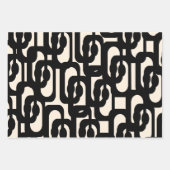Mid Century Modern Loop Patroon in zwart en crème Inpakpapier Vel (Voorkant 3)