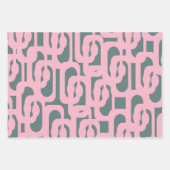 Mid Century Modern Loop Patroon Roze en Groen Inpakpapier Vel (Voorkant 3)
