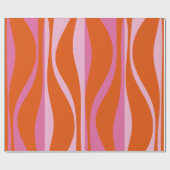 Mid Century Modern Lounge Hot Pink en Oranje Ogee Cadeaupapier (Vlak)