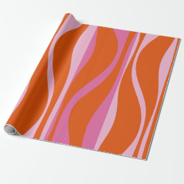 Mid Century Modern Lounge Hot Pink en Oranje Ogee Cadeaupapier