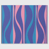 Mid Century Modern Lounge Levendig blauw en roze Cadeaupapier (Vlak)