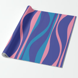 Mid Century Modern Lounge Levendig blauw en roze Cadeaupapier
