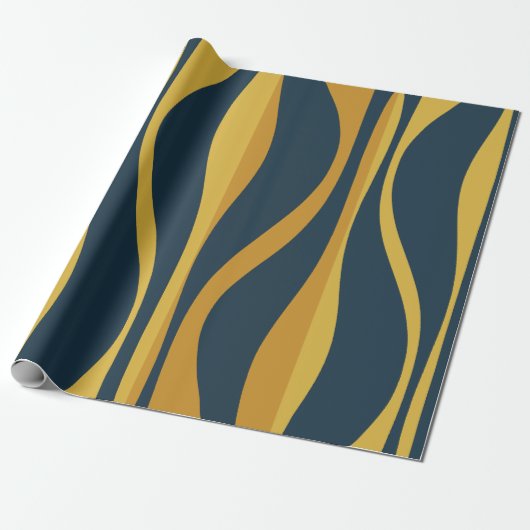 Mid Century Modern Lounge Marine Mosterdpatroon Cadeaupapier (Uitgerold)