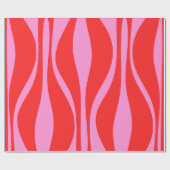 Mid Century Modern Lounge Preppy Roze en Rood Cadeaupapier (Vlak)