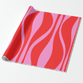 Mid Century Modern Lounge Preppy Roze en Rood Cadeaupapier (Uitgerold)