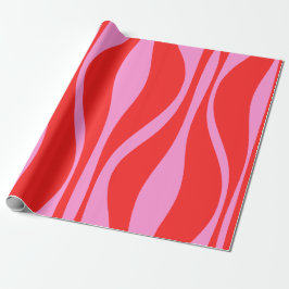 Mid Century Modern Lounge Preppy Roze en Rood Cadeaupapier