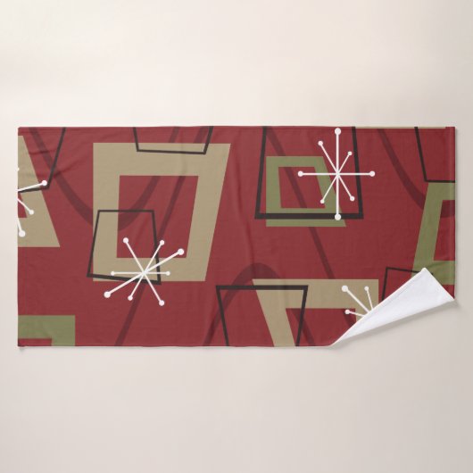 Mid Century Modern Maroon Badhanddoek (Badhanddoek)