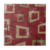 Mid Century Modern Maroon Tegeltje (Voorkant)