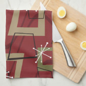 Mid Century Modern Maroon Theedoek (Quarter Fold)