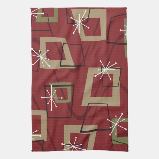 Mid Century Modern Maroon Theedoek (Verticaal)