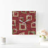 Mid Century Modern Maroon Vierkante Klok (Huis)