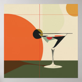 "Mid-Century Modern Martini" Art Print. Poster