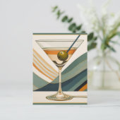 Mid Century Modern Martini Cocktail Hour Briefkaart (Staand voorkant)