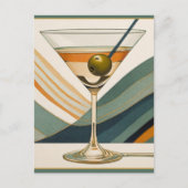 Mid Century Modern Martini Cocktail Hour Briefkaart (Voorkant)